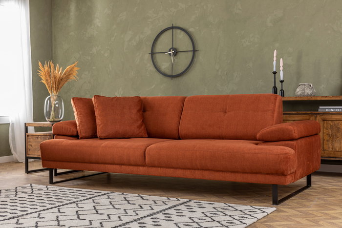 Atelier Del Sofa Sofá-cama 3 Plazas Mustang Naranja Estilo Industrial Hotelero